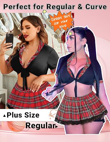 ADOME Lingerie for Women Sexy Schoolgirl Costume 0utfit Lingerie Set