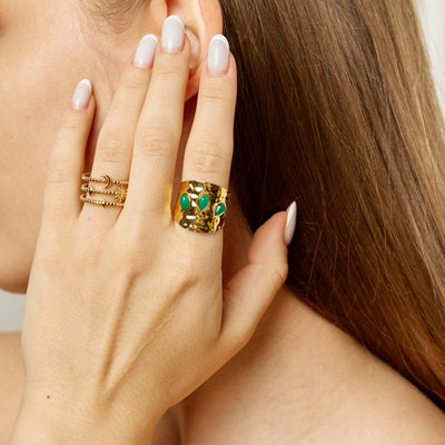 PVD Gold-Plated Stainless Steel Ring - Intensity