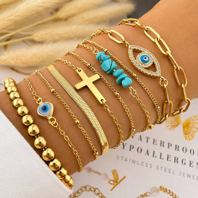 Evil Eye PVD Gold-Plated Steel Bracelet - Intensity