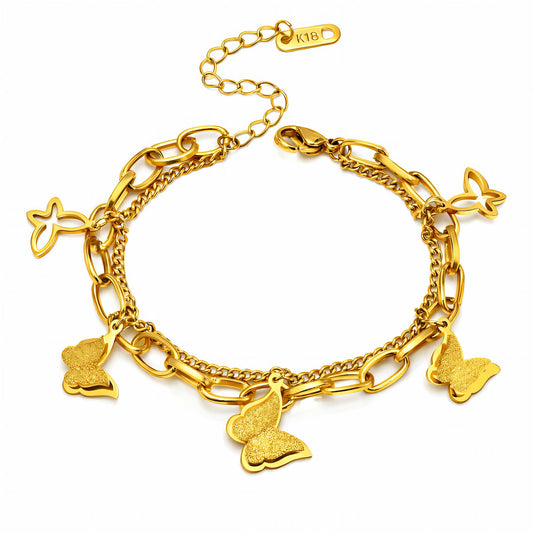Butterflies PVD Gold-Plated Steel Bracelet - Intensity