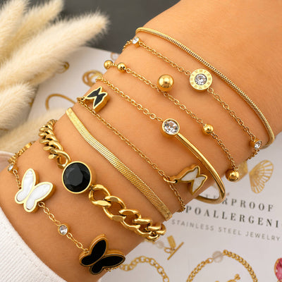Butterflies PVD Gold-Plated Steel Bracelet - Intensity