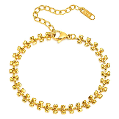 Hearts PVD Gold-Plated Steel Bracelet - Intensity