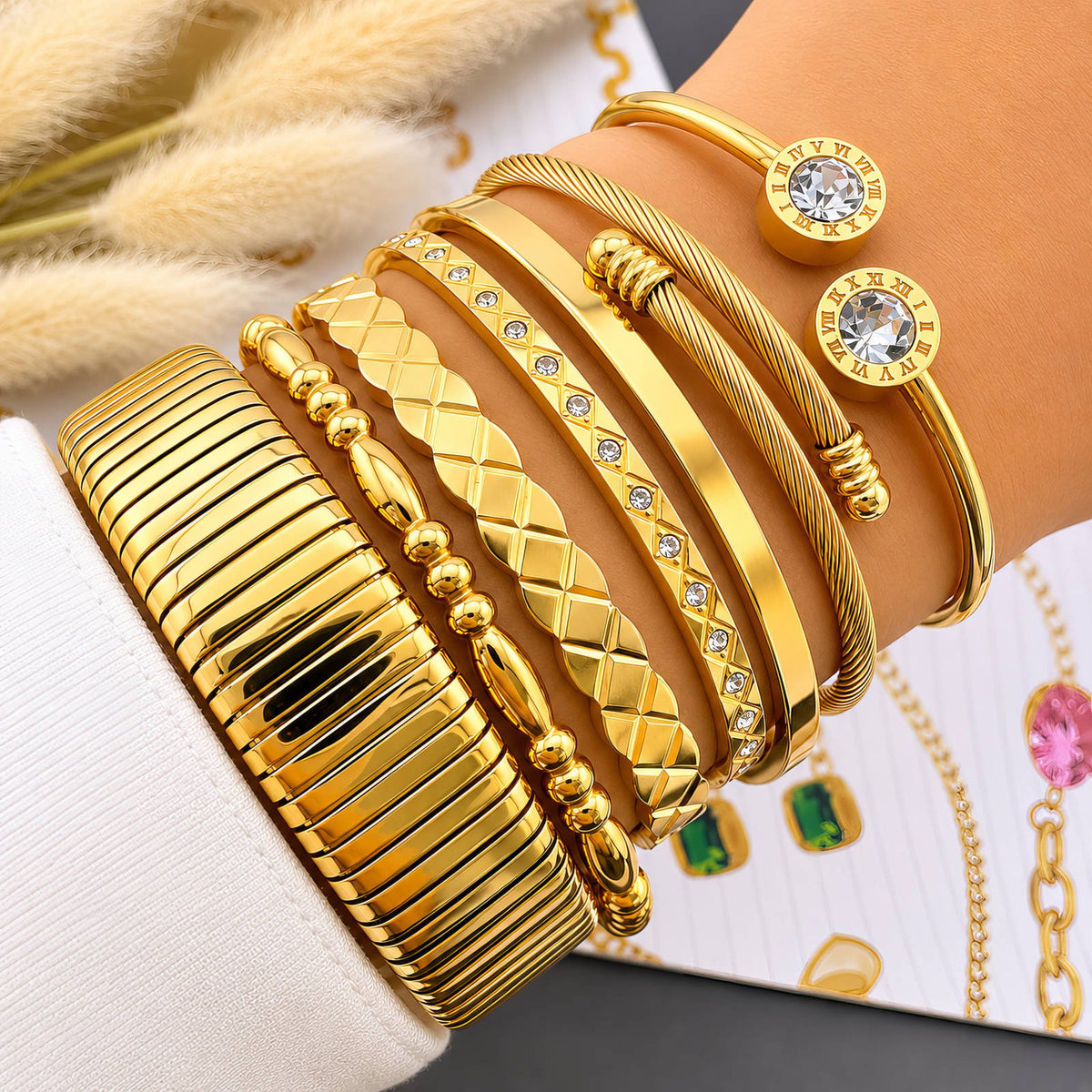 Engraving-ready PVD Gold-Plated Steel Bracelet - Intensity