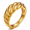 Croissant PVD Gold-Plated Stainless Steel Ring - Intensity