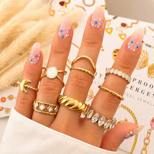 Croissant PVD Gold-Plated Stainless Steel Ring - Intensity