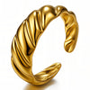 Croissant PVD Gold-Plated Stainless Steel Ring - Intensity