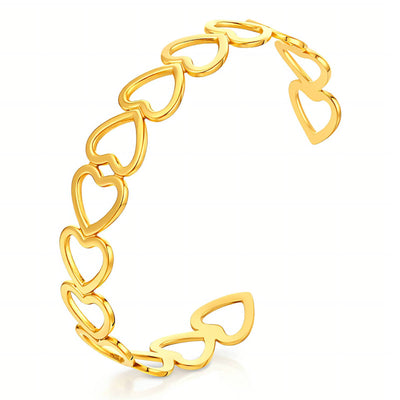 Hearts PVD Gold-Plated Steel Bracelet - Intensity