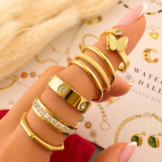 Butterfly PVD Gold-Plated Stainless Steel Ring - Intensity