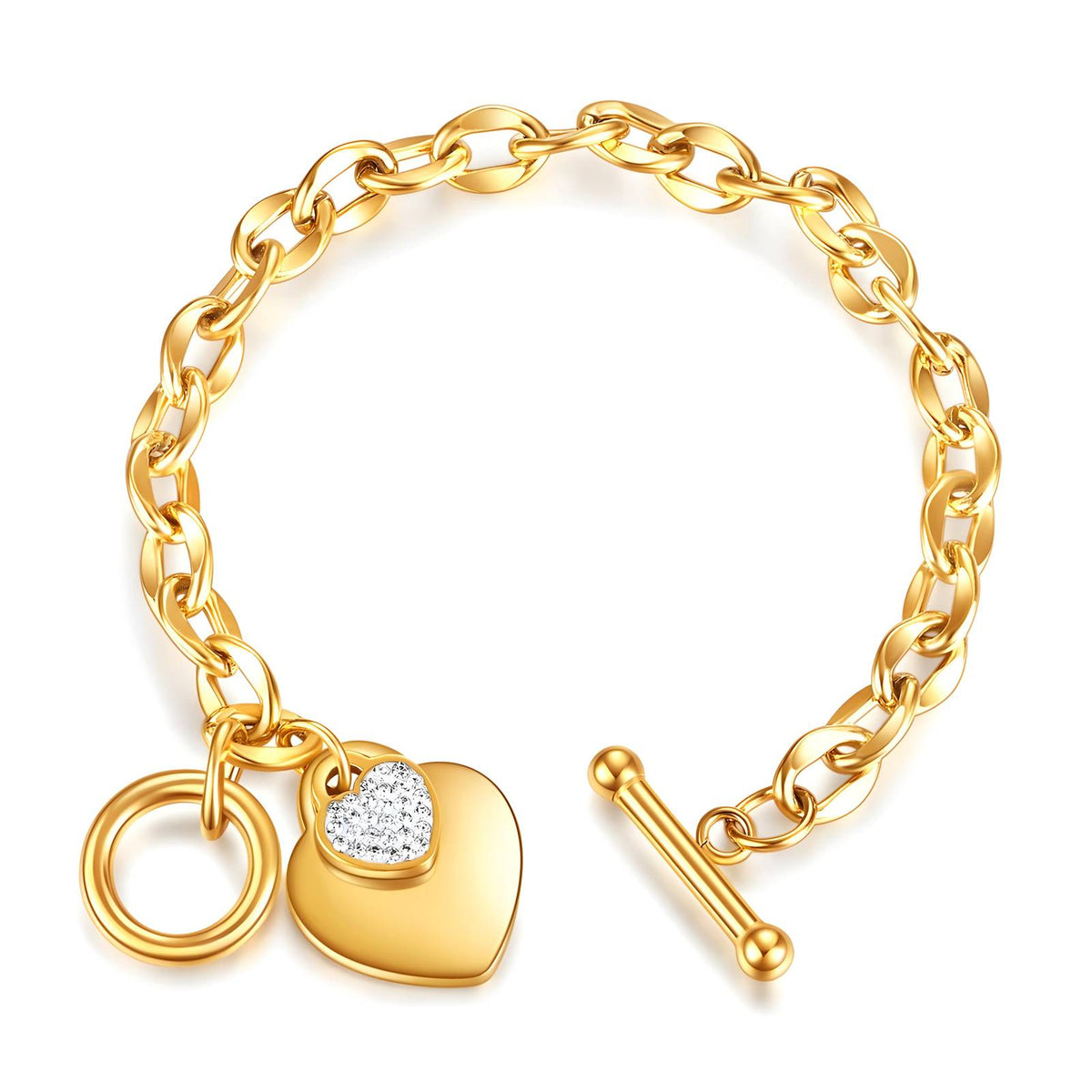 Hearts PVD Gold-Plated Steel Bracelet - Intensity