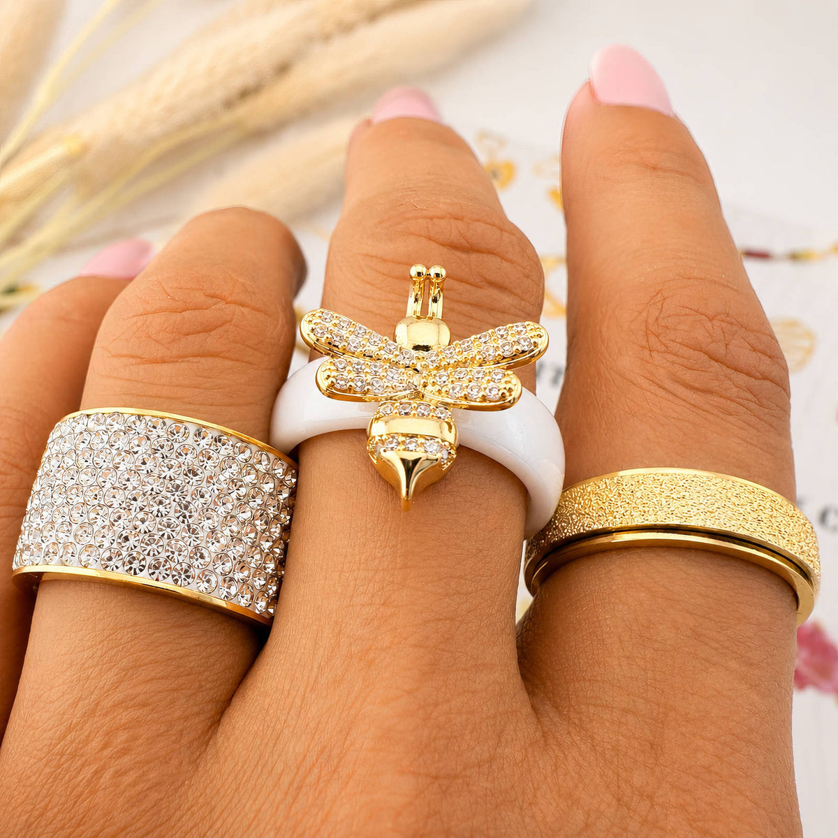 Bee PVD Gold-Plated Ceramic Ring - Intensity