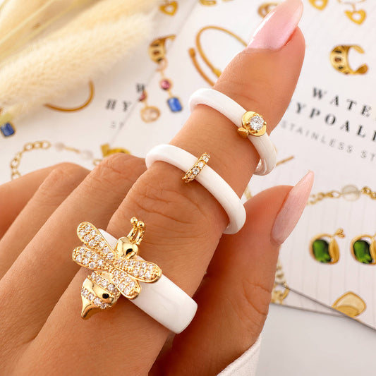 Bee PVD Gold-Plated Ceramic Ring - Intensity