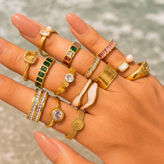 Hearts PVD Gold-Plated Stainless Steel Ring - Intensity