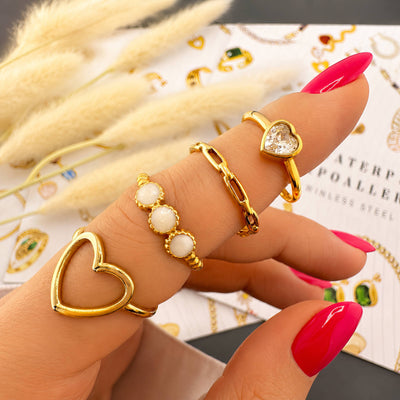 Heart PVD Gold-Plated Stainless Steel Ring - Intensity