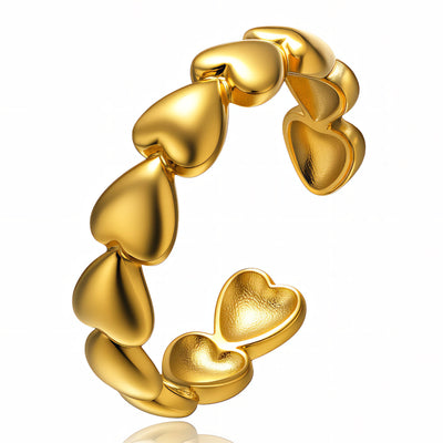 Hearts PVD Gold-Plated Stainless Steel Ring - Intensity