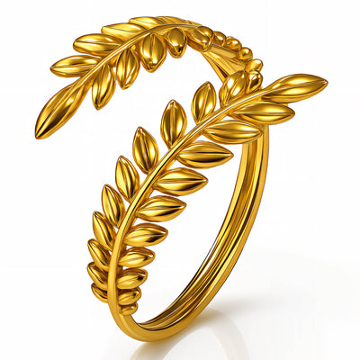 Leafs PVD Gold-Plated Stainless Steel Ring - Intensity