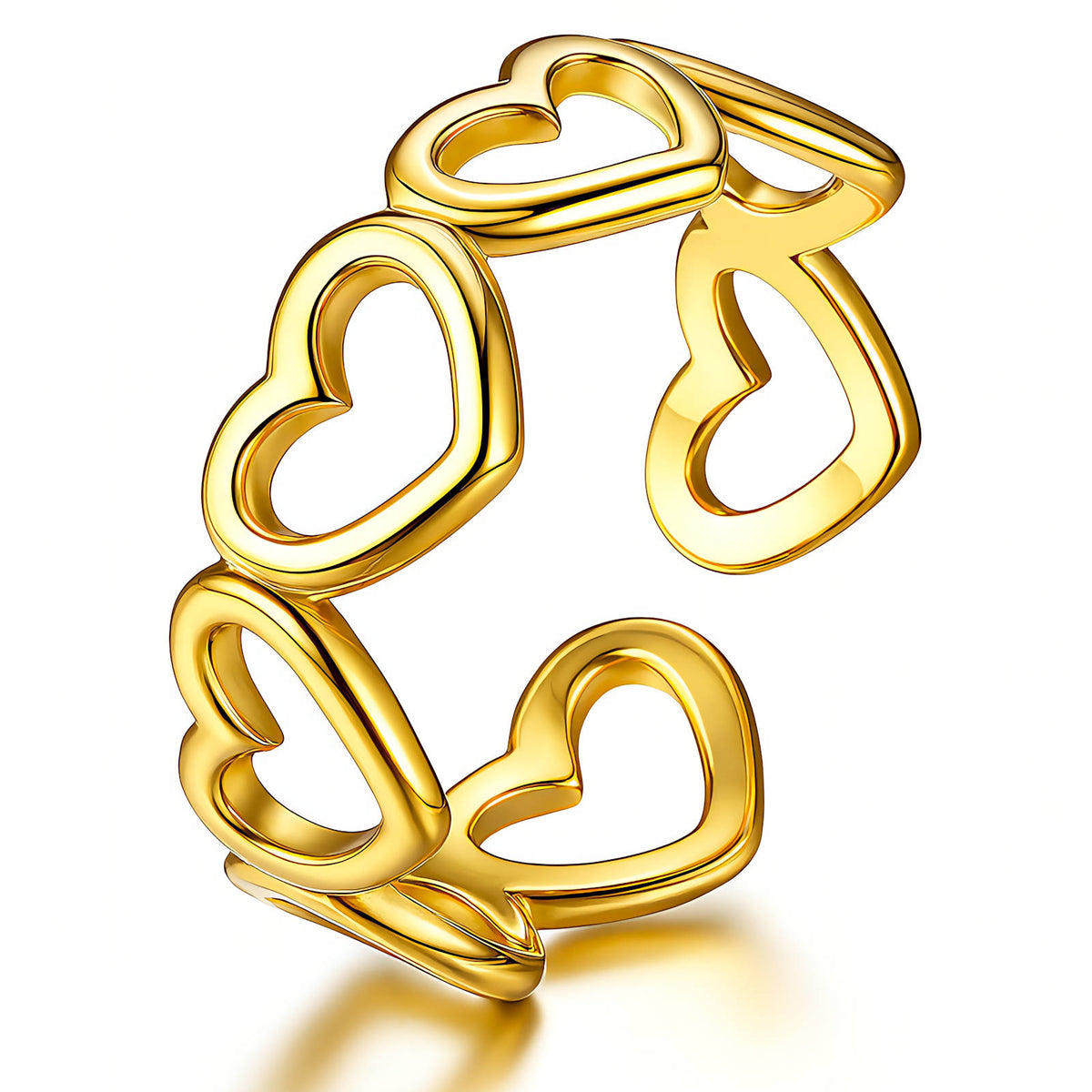 Hearts PVD Gold-Plated Stainless Steel Ring - Intensity