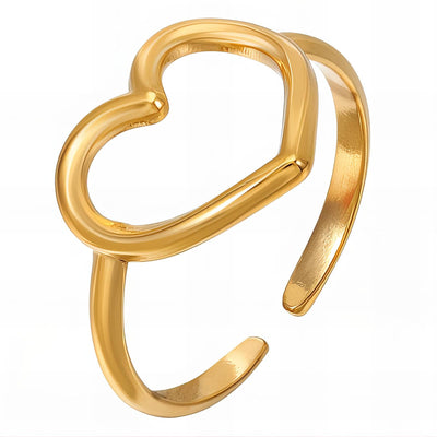 Heart PVD Gold-Plated Stainless Steel Ring - Intensity