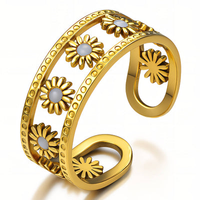 Flower Meadow PVD Gold-Plated Steel Ring - Intensity