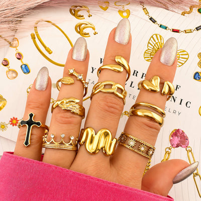 Flower Meadow PVD Gold-Plated Steel Ring - Intensity