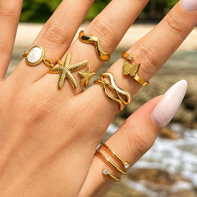 Butterfly PVD Gold-Plated Stainless Steel Ring - Intensity