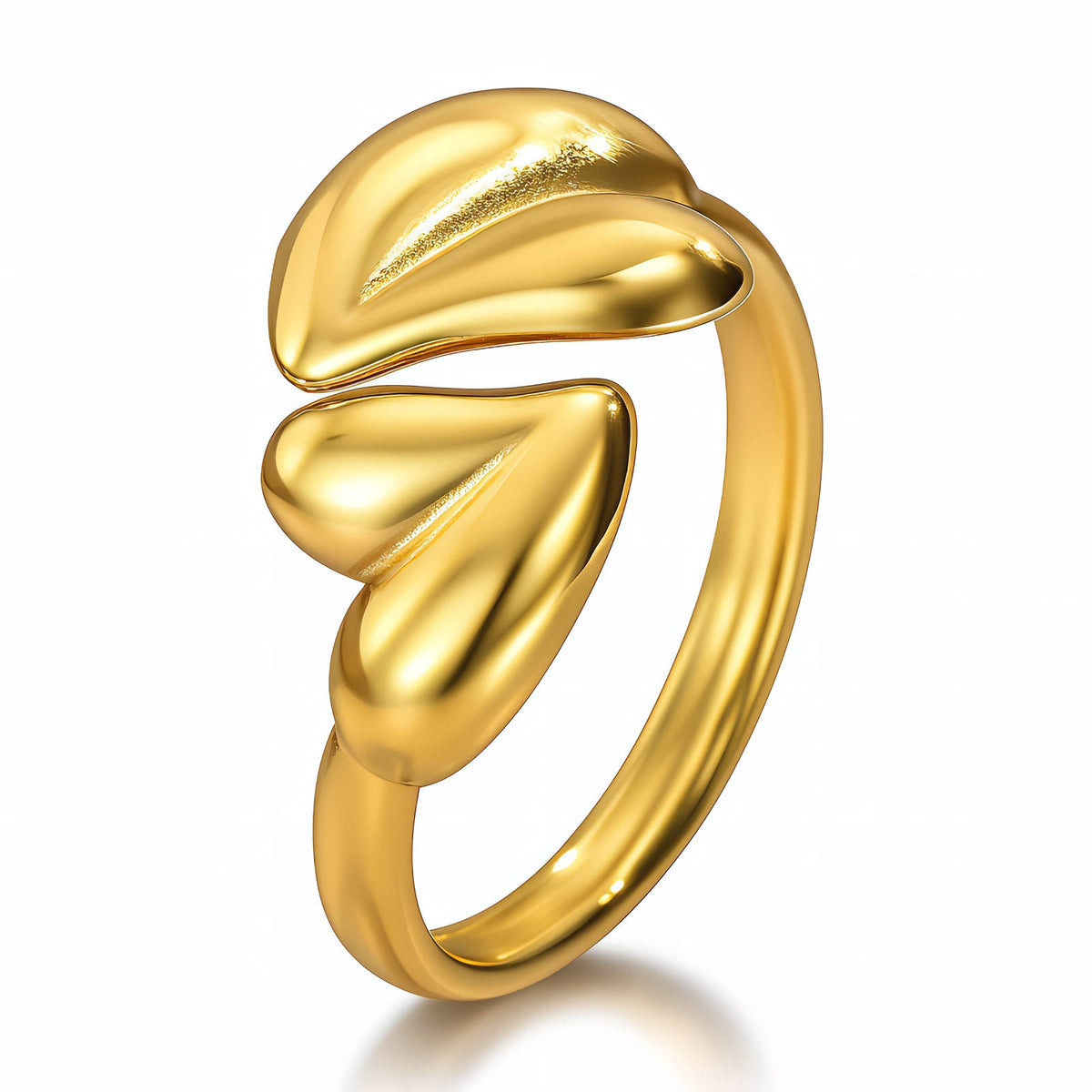 Hearts PVD Gold-Plated Stainless Steel Ring - Intensity