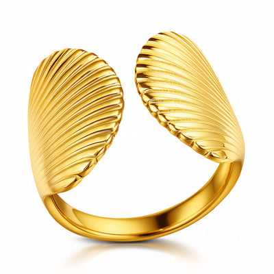 Seashells PVD Gold-Plated Stainless Steel Ring - Intensity