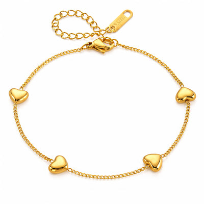 Hearts PVD Gold-Plated Steel Bracelet - Intensity