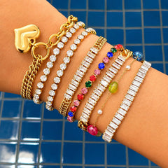 Tennis PVD Gold-Plated Steel Bracelet - Intensity