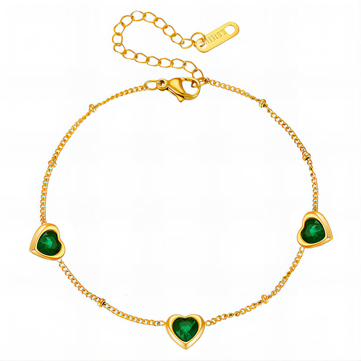 Hearts PVD Gold-Plated Steel Bracelet - Intensity