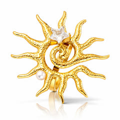 Sun PVD Gold-Plated Stainless Steel Ring - Intensity