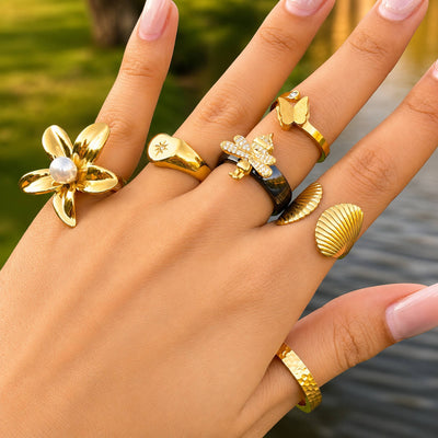 PVD Gold-Plated Stainless Steel Ring - Intensity