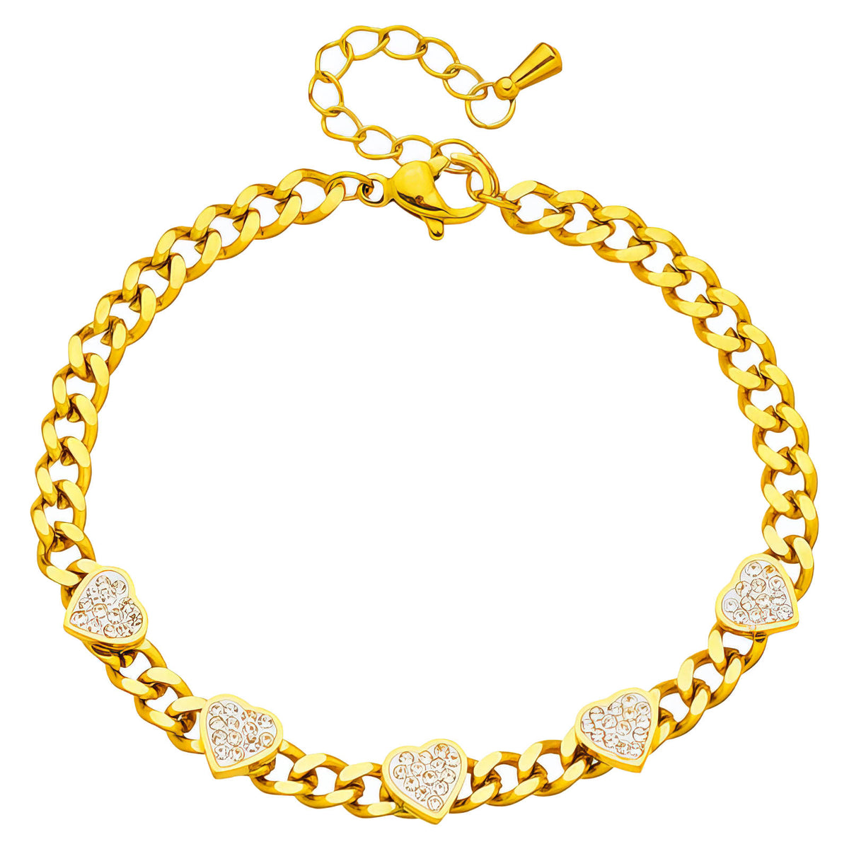 Hearts PVD Gold-Plated Steel Bracelet - Intensity