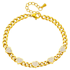 Hearts PVD Gold-Plated Steel Bracelet - Intensity