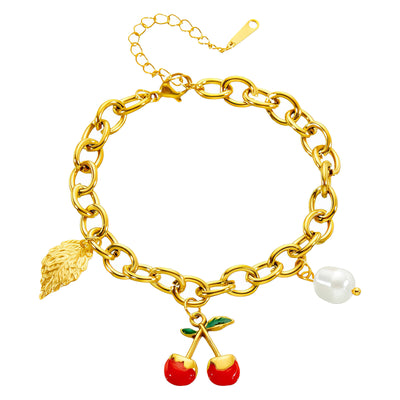 Cherry PVD Gold-Plated Steel Bracelet - Intensity