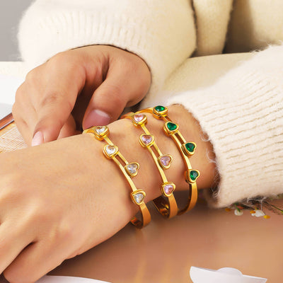 Hearts PVD Gold-Plated Steel Bracelet - Intensity