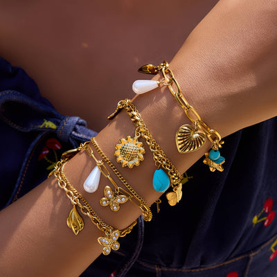 Hearts PVD Gold-Plated Steel Bracelet - Bubble Pop