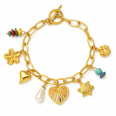 Hearts PVD Gold-Plated Steel Bracelet - Bubble Pop