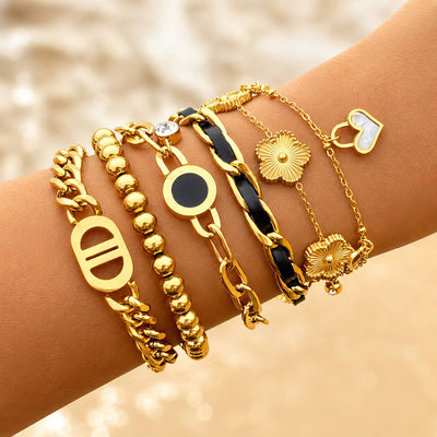 Hearts PVD Gold-Plated Steel Bracelet - Intensity