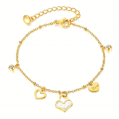 Hearts PVD Gold-Plated Steel Bracelet - Intensity