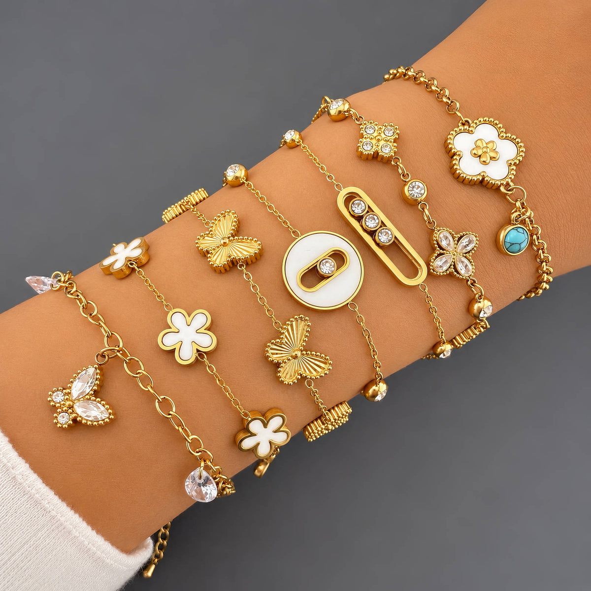 Flower PVD Gold-Plated Steel Bracelet - Intensity