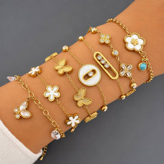 Flower PVD Gold-Plated Steel Bracelet - Intensity