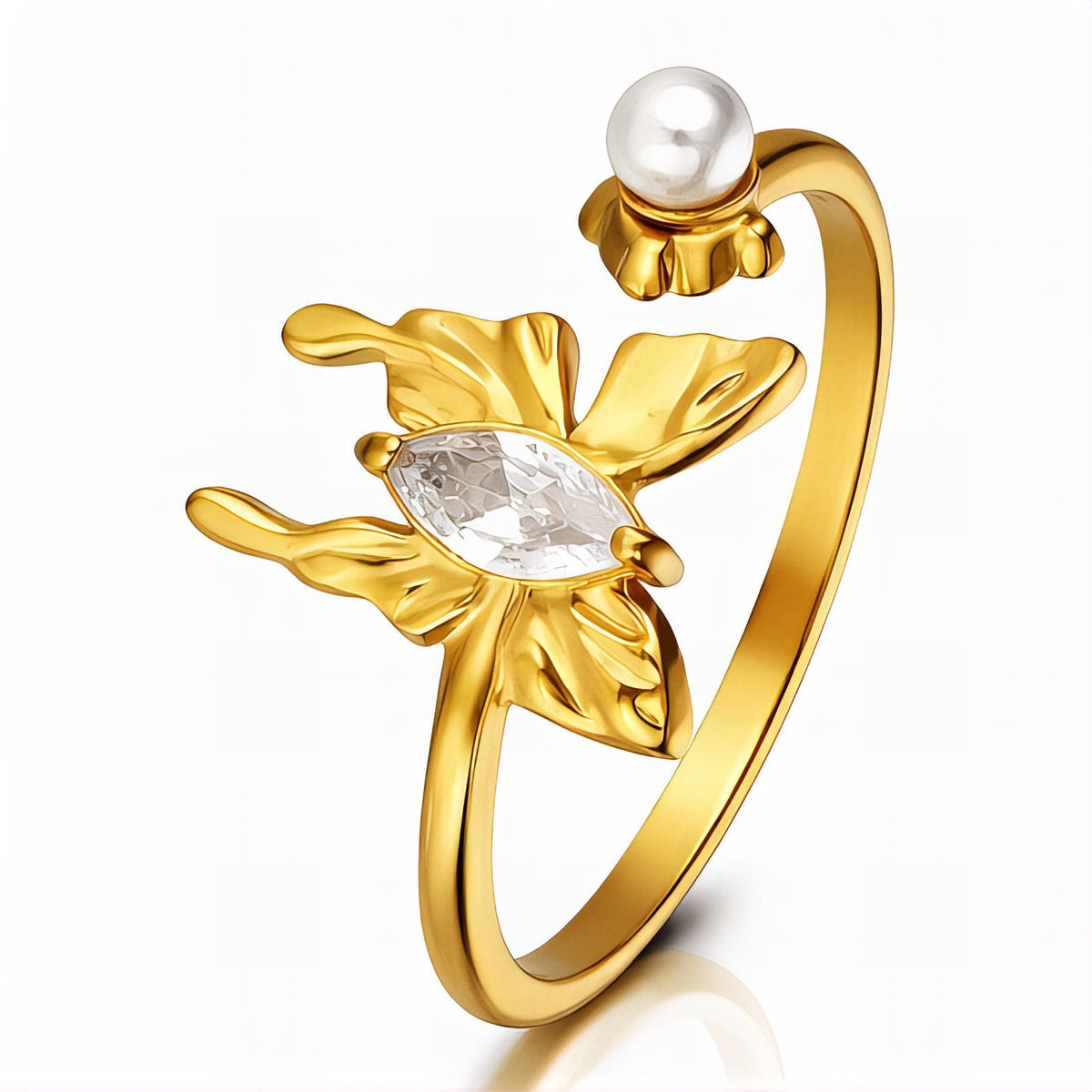 Butterflie PVD Gold-Plated Steel Ring - Intensity
