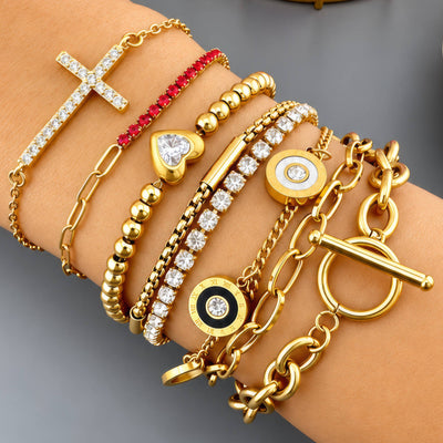 Cross PVD Gold-Plated Stainless Steel Bracelet - Intensity