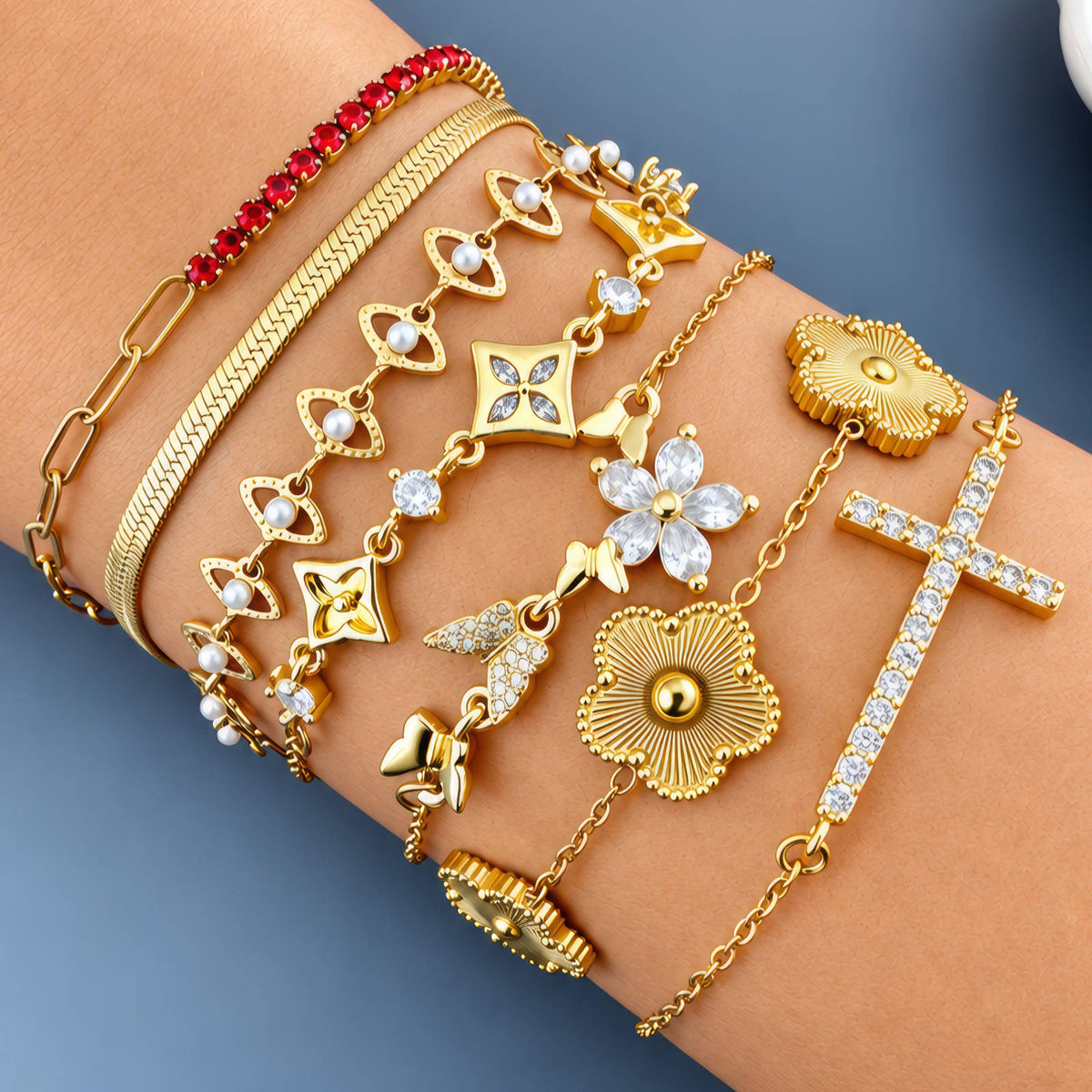 Cross PVD Gold-Plated Stainless Steel Bracelet - Intensity