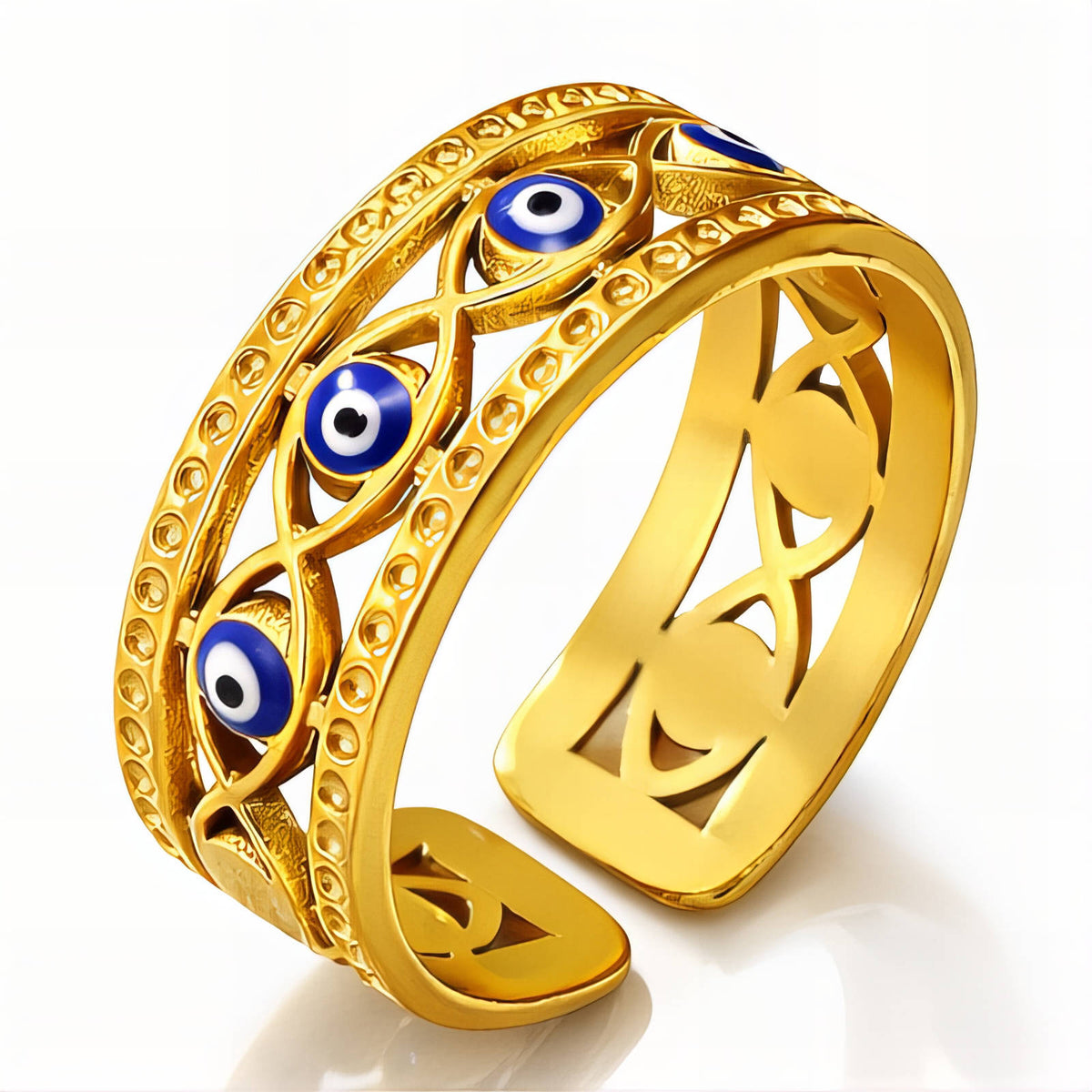 Evil Eye PVD Gold-Plated Stainless Steel Ring - Intensity