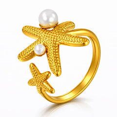 Starfish PVD Gold-Plated Stainless Steel Ring - Intensity