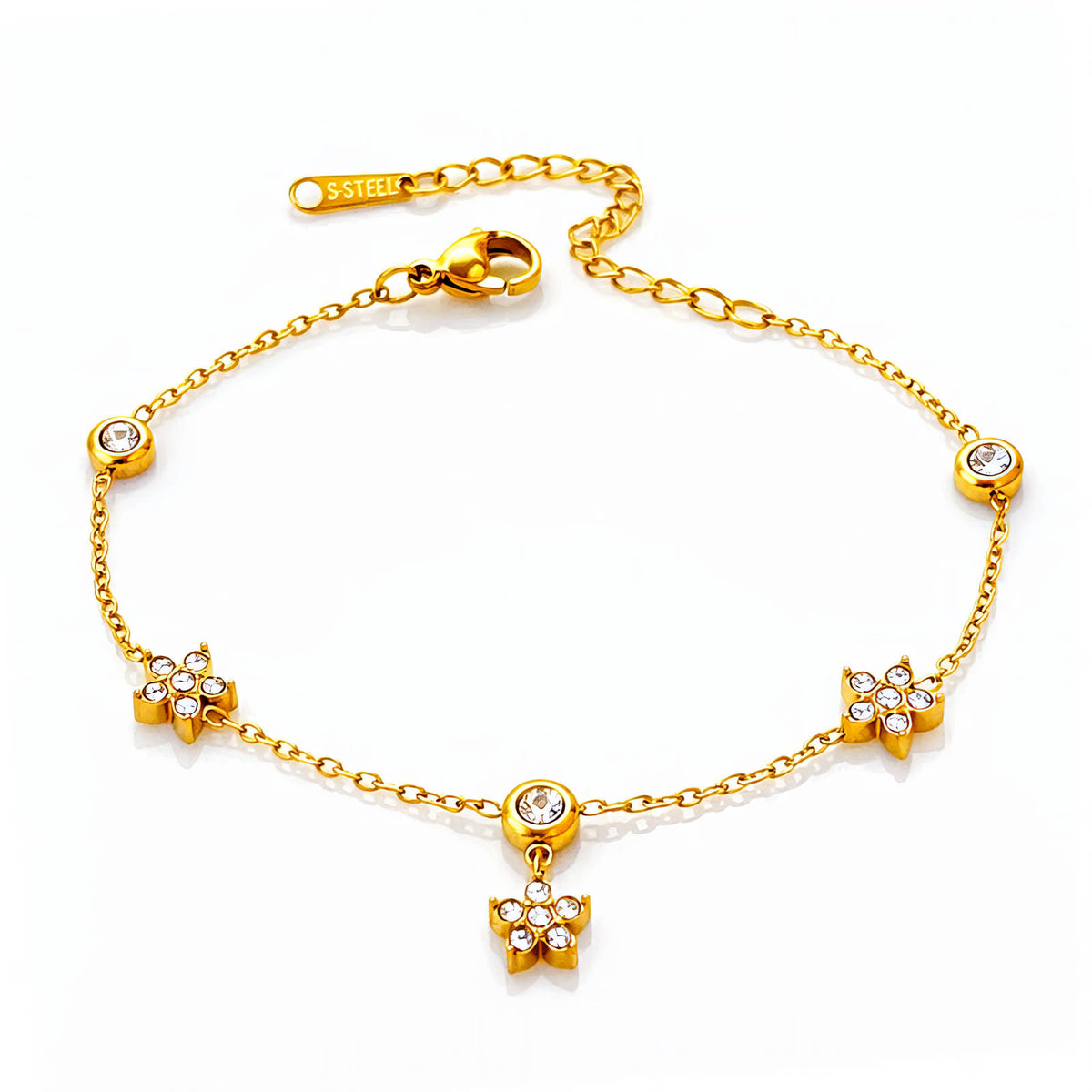 Flowers PVD Gold-Plated Steel Bracelet - Intensity