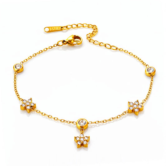 Flowers PVD Gold-Plated Steel Bracelet - Intensity