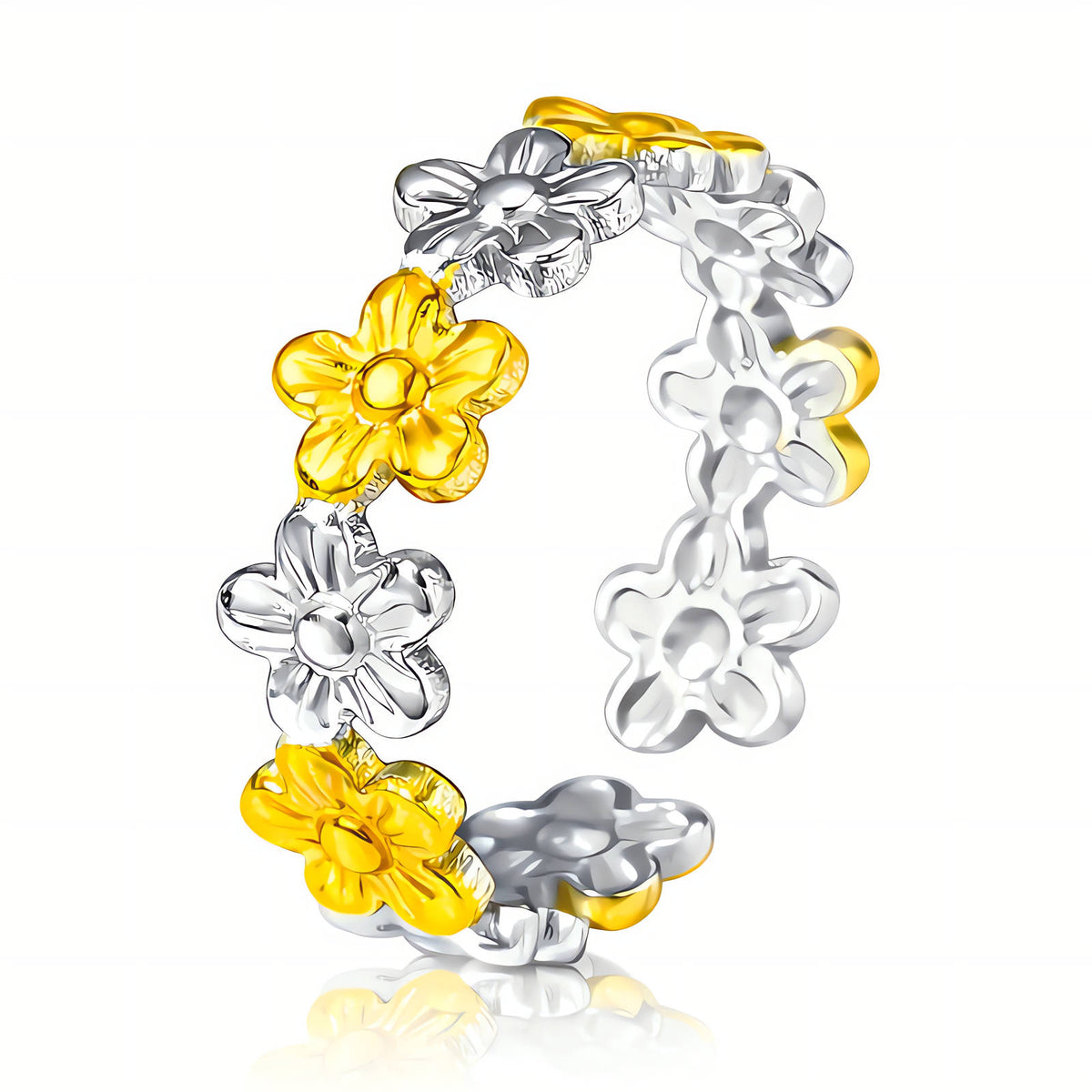 Flower Meadow PVD Gold-Plated Steel Ring - Intensity