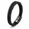 Men's Black PVD (TiCN) Leather Bracelet - Prime Code